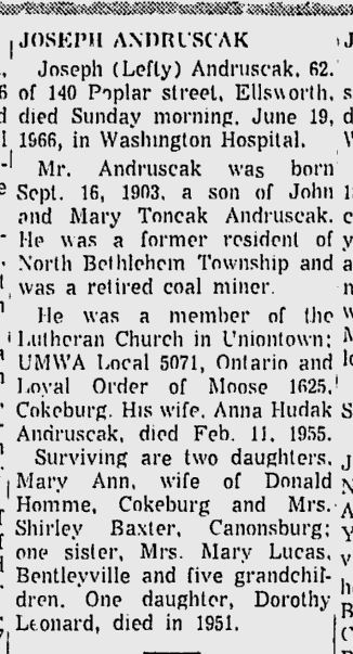 Joseph Andruscak obit